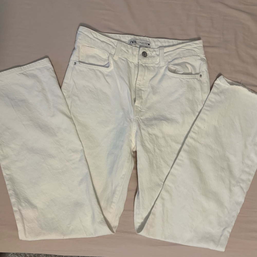 Zara Women's Cream Flare Jeans